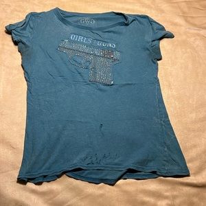 Turquoise girls with guns shirt